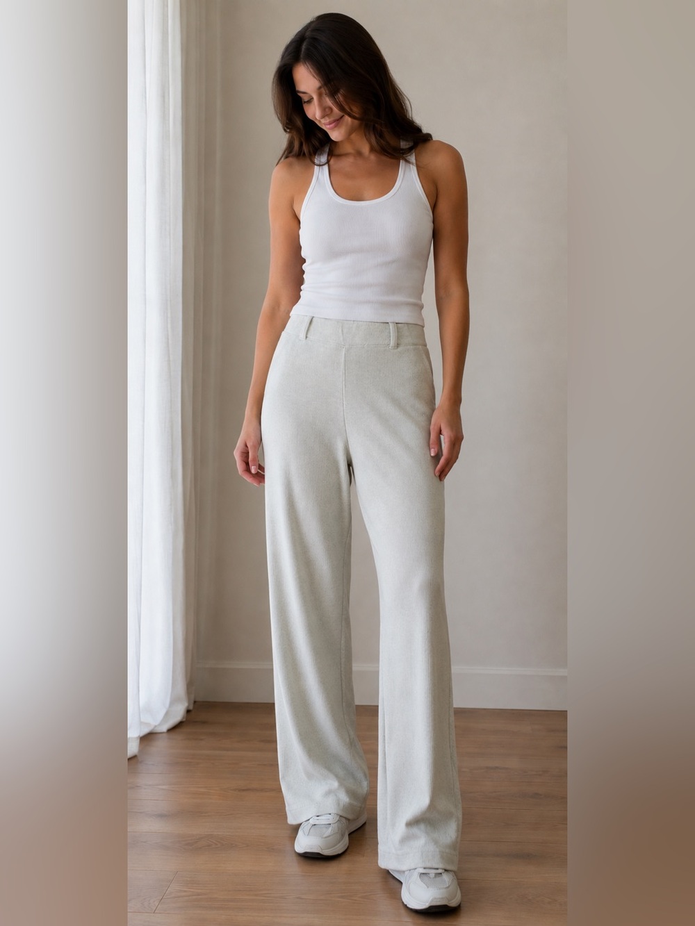 Rachel Zoe Ribbed Wide Leg Sweatpants Mint Green Size Med -Cotton Loungewear